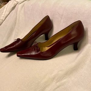 Square pointed toe burgundy wine Nordstrom 2”  kitten heel pumps size 7.5 narrow